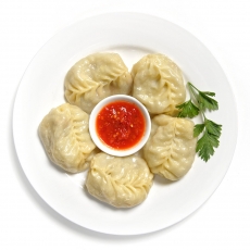 Манты с мясом и тыквой